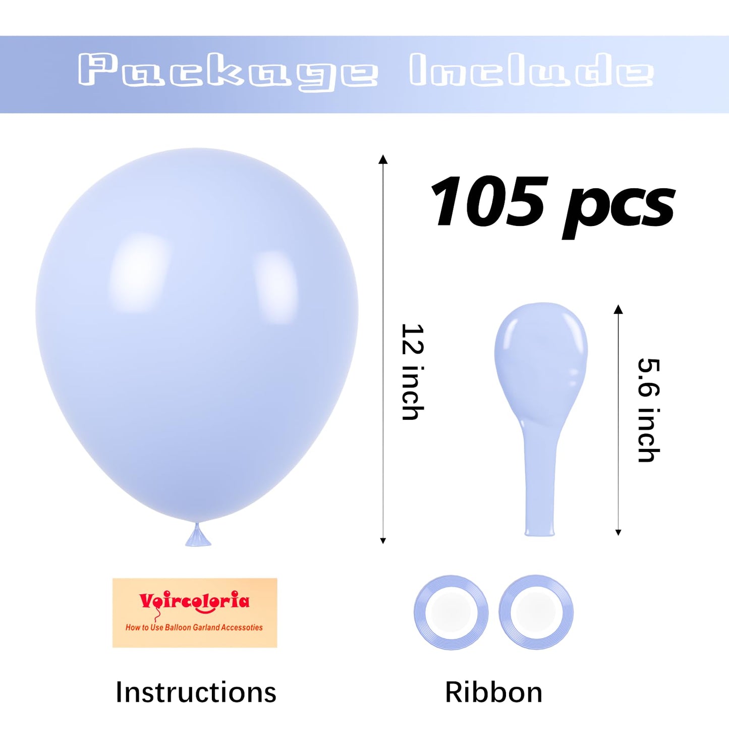 Voircoloria 105Pcs Dusty Blue Balloons 12Inch Party Latex Balloons For Boys Girls Birthday Baby Shower Gender Reveal Wedding Sun