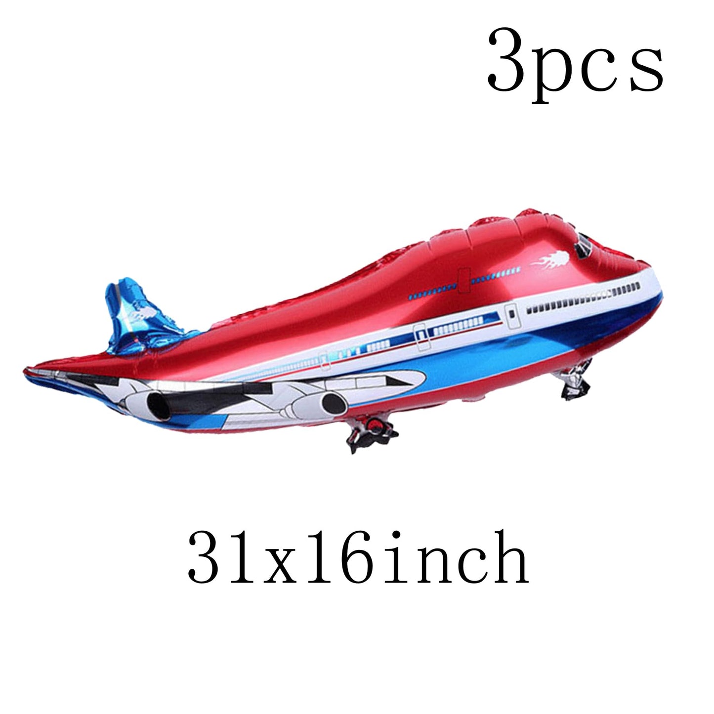 31Inch Large Airplane Blue Party Decoration Airplane Balloon Birthday Party Supplies (Three Red Airplane)