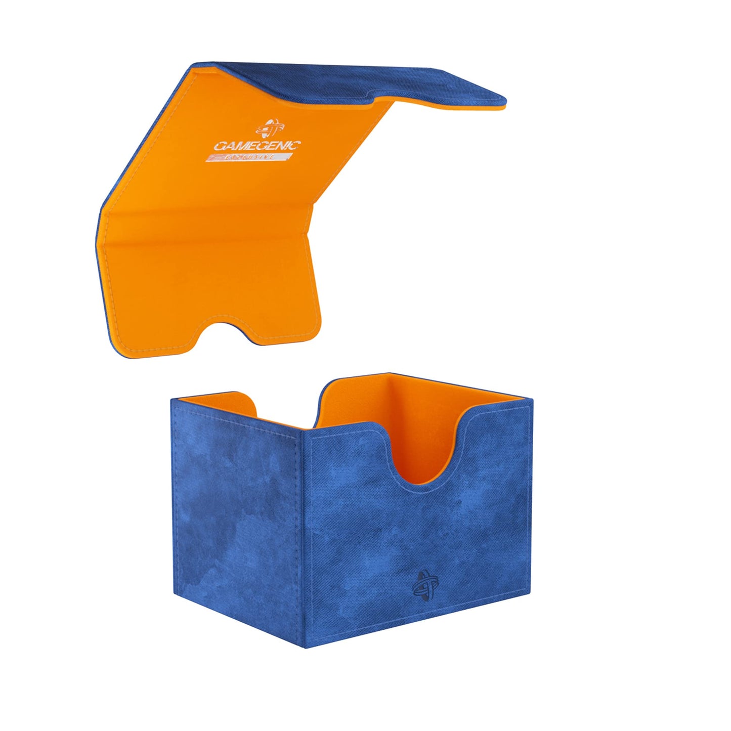 Sidekick 100+ Xl Convertible Deck Box Exclusive Line | Sideloading Card Storage Box | Holds 100 Double-Sleeved Cards In Extra Thick Inner Card Sleeves | Blue/Orange Color | Made By Gamegenic