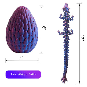 KyooteLfv Dragon Egg, Easter Egg with Pet Dragon, 3D Printed Dragon, Crystal Dragon Fidget Toy, Articulated Dragon Eggs Fidget T