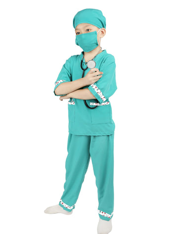 Anphile Dentist Costume For Kids, Kids Dentist Costume Play Set, Dress Up Costume For Halloween Career Day, 3-6 Years Old, Green