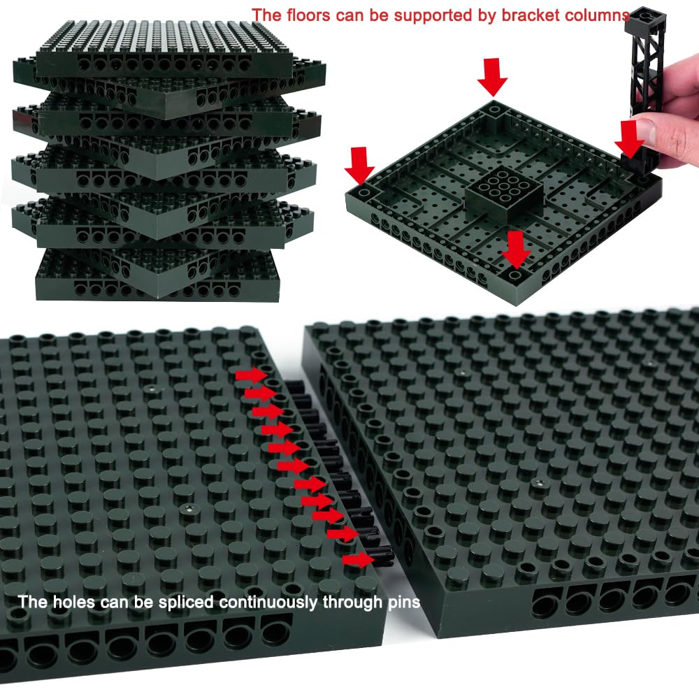 WSRYLTCH Claasic Brick 16x16 Plate 1/3 with Holes - Pixel Art Painting Base Pins Suppor Pillar Accessories Pack,Building Block B