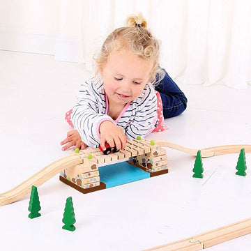 Bigjigs Rail Clickety Clack Bridge - Other Major Wooden Rail Brands Are Compatible