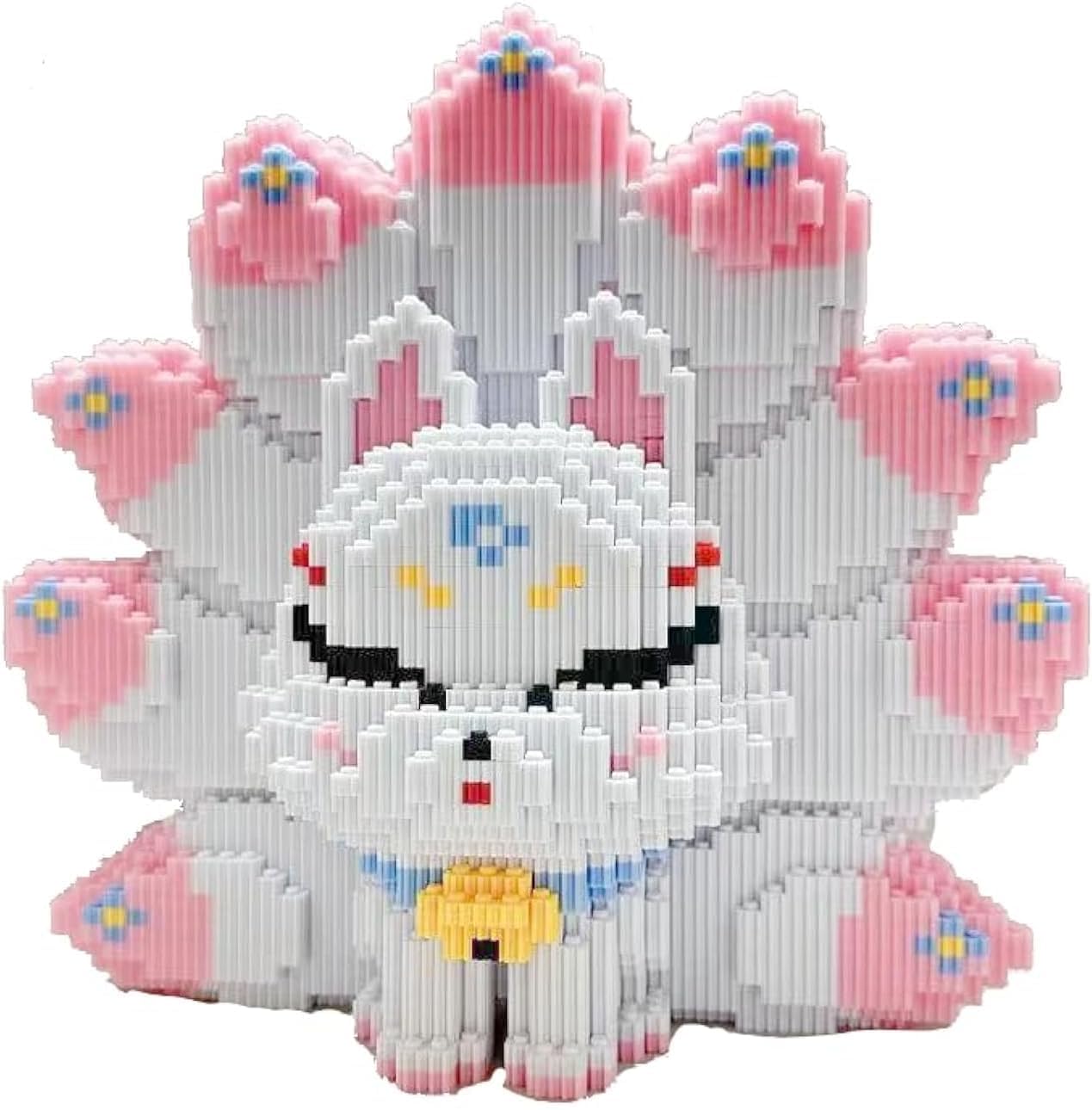 Nine Tailed Fox Animal Miniature Building Block Set, Diy Mini 3D Building Block Set, Gift For Children,Compatible With Lego (Whi