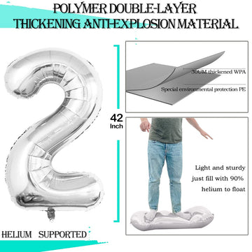 Goer 42 Inch 2025 Silver Foil Number Balloons For 2025 New Year Eve Festival Party Supplies Graduation Decorations