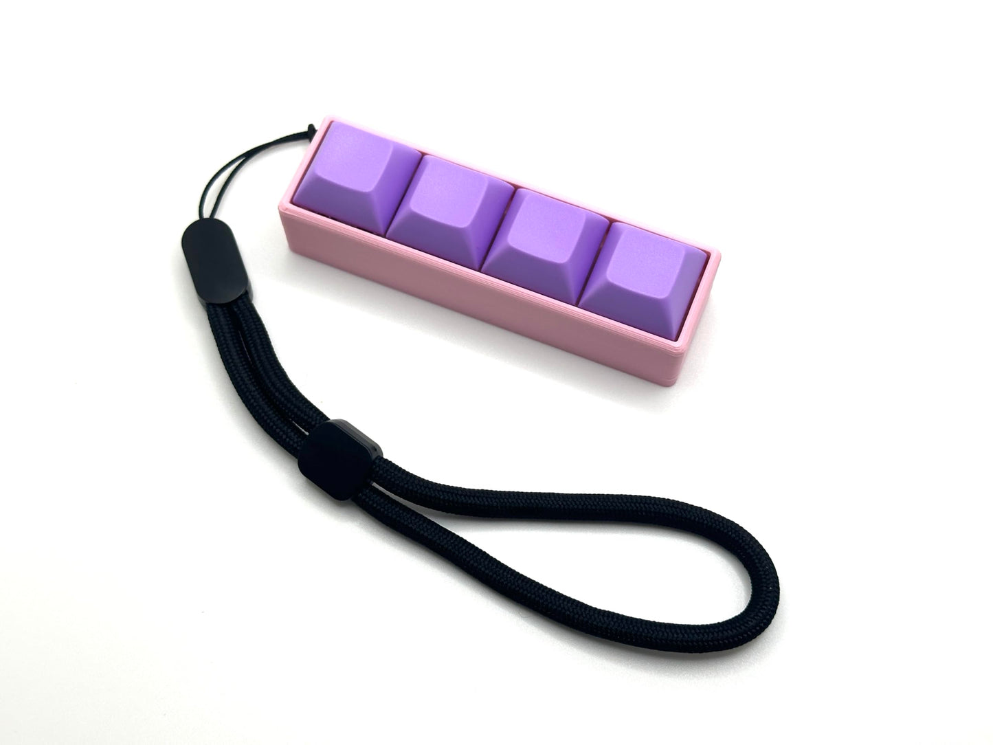 Four-Button Clicky Mechanical Switch Fidget Toy | Stim Toy, Stress Relief, Adhd (Pink Base, Lavender Keycaps)