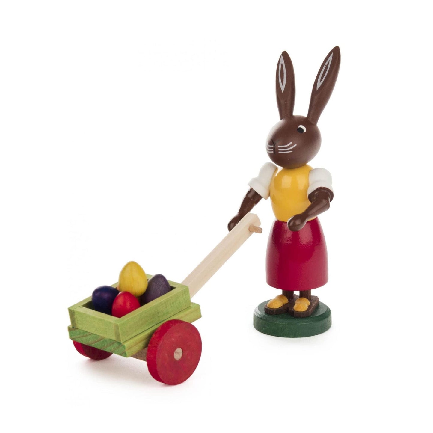 224-764 - Dregeno Easter Figure - Rabbit Lady With Egg Card - 3.75''H X 2''W X 1.5''D