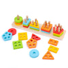 Wood City Wooden Sorting & Stacking Toy, Shape Sorter Toys For Toddlers, Montessori Color Recognition Stacker, Early Educational Block Puzzles For Kids 1 2 3 Years Old Boys And Girls (5 Shapes)