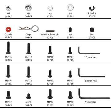 RC Screw Kit 643 PCS RC Car Parts Hardware Fasteners Assortment for Traxxas Axial Redcat HPI Arrma Losi 1/8 1/10 1/12 1/16 Scale