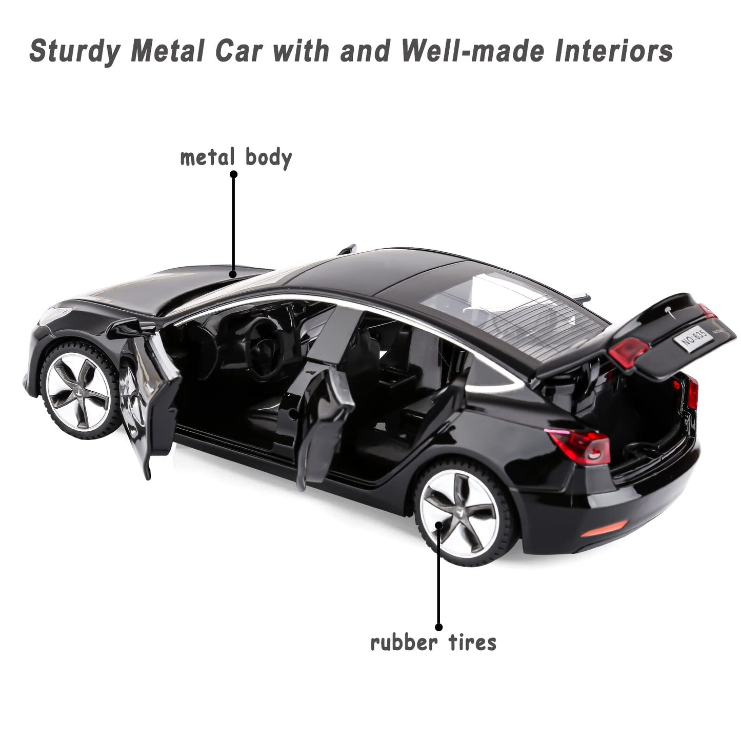 Toy Car Model 3 Diecast Metal Model Cars Pull Back car for Boys and Girls Age 3 - 12 Years Old (Black)