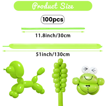 Hykjnbw Light Green Long Balloons For Balloon Animals, 260 Balloons Art Kit For Twisting, Skinny Modeling Balloons Supplies For