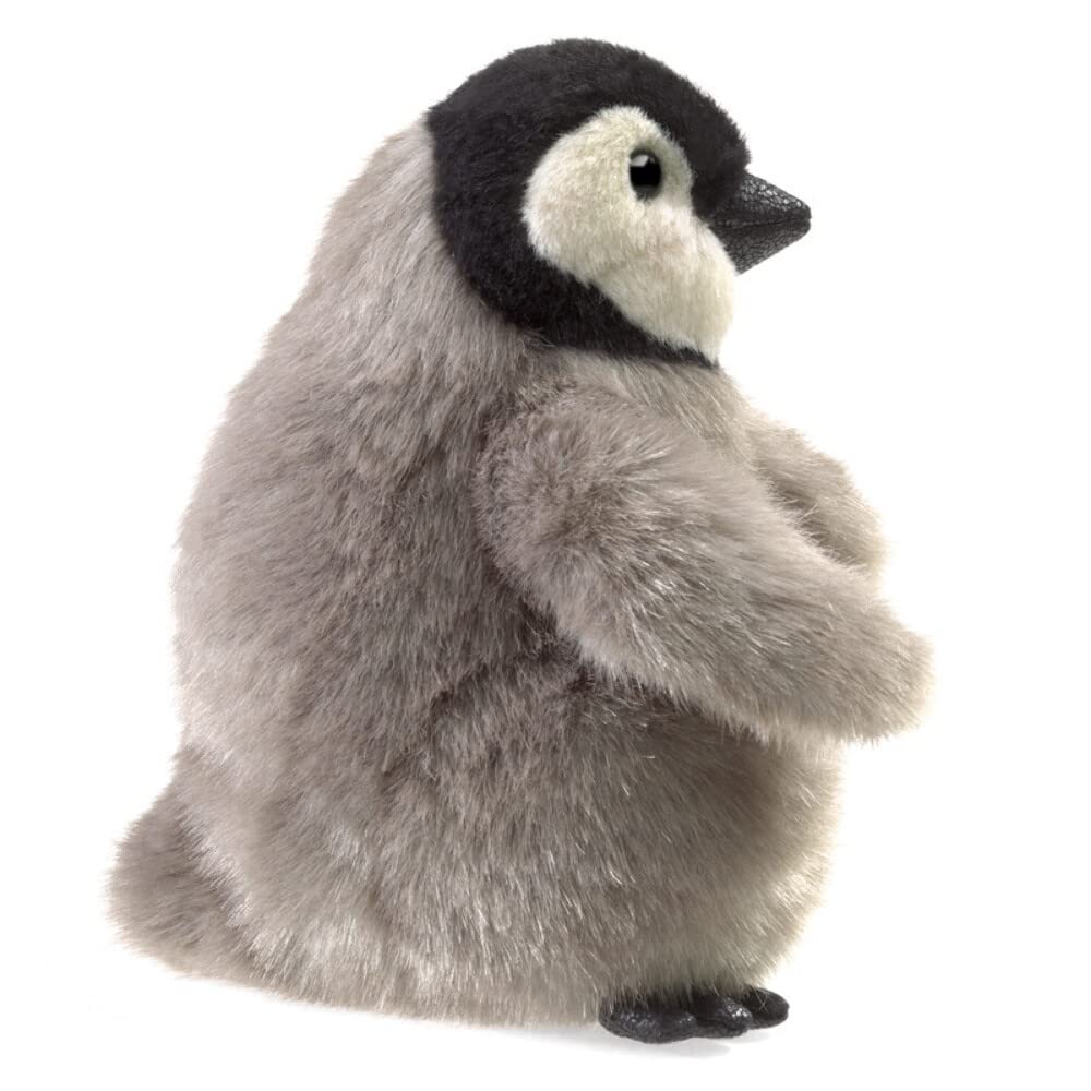 Folkmanis Baby Emperor Penguin Hand Puppet, Gray, Black, White, 8'