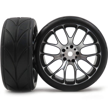 hobbysoul 4pcs New RC 1/10 On Road Tires Soft & Alloy Aluminum Rims Hex 12mm