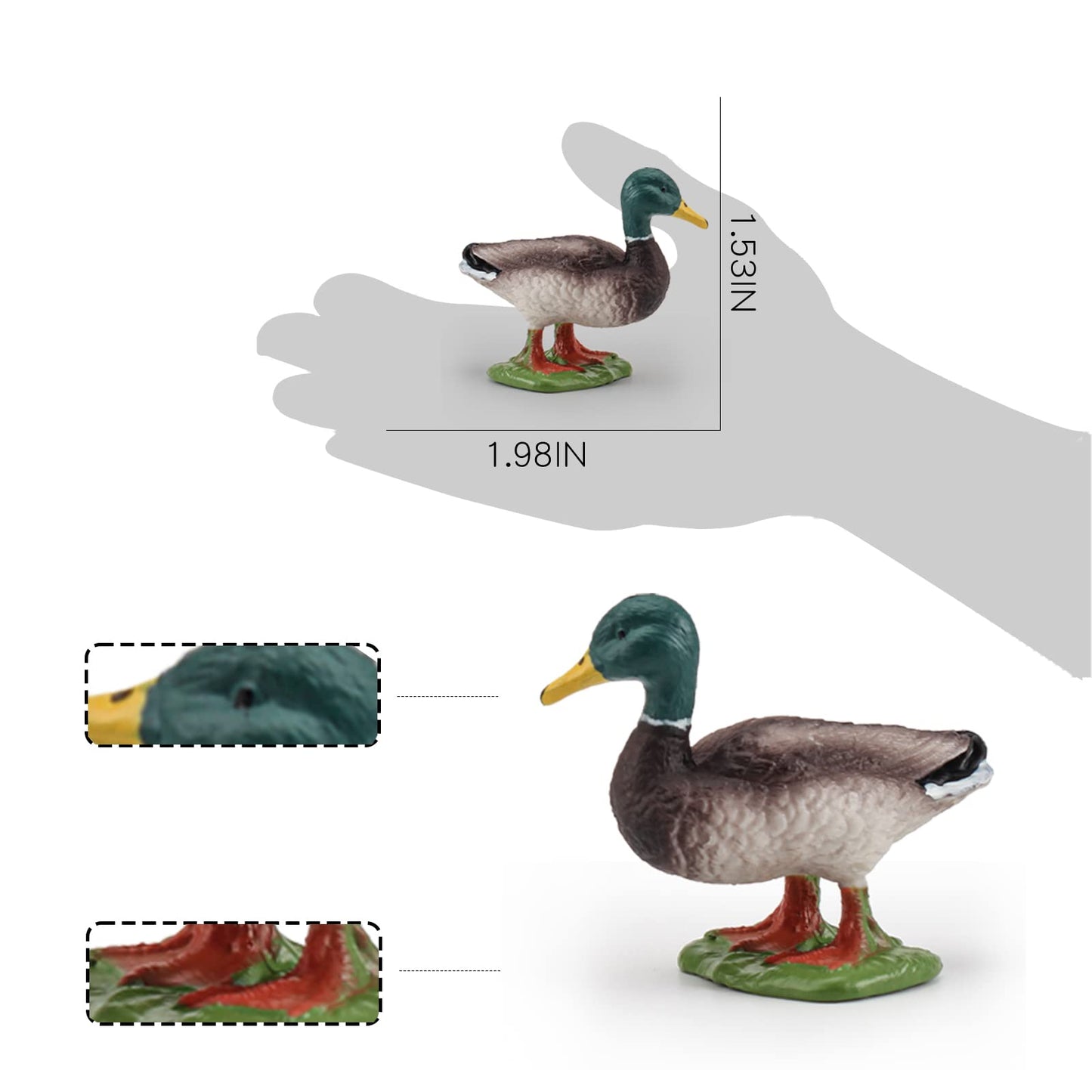 Lc Joycre Mallard Duck Figurines Plastic Duck Toy For Kids Farm Animal Figurines Toy For Toddlers Teaching Tools Educational Gif
