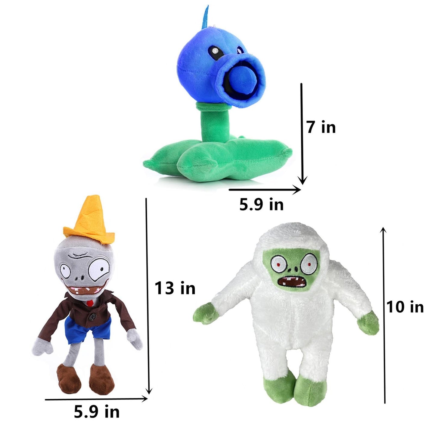 Jhesao 10 Pcs Plants And Zombies Plush Pvz Plushies Zombies Brown Coat Toys Normal Zombies Pvz 1 2 Stuffed Soft Doll Gray Zombies New