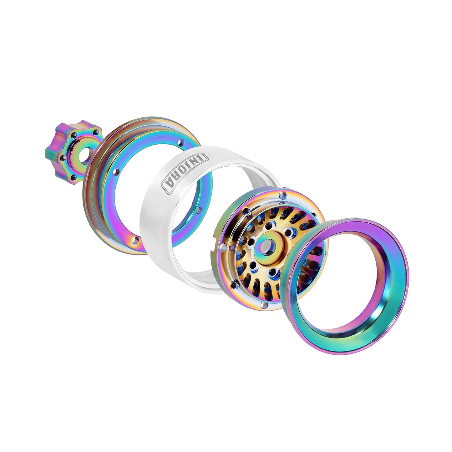 INJORA CNC Aluminium 1.0'' Beadlock Wheel Rim for 1/18 1/24 RC Crawler (Full Color)