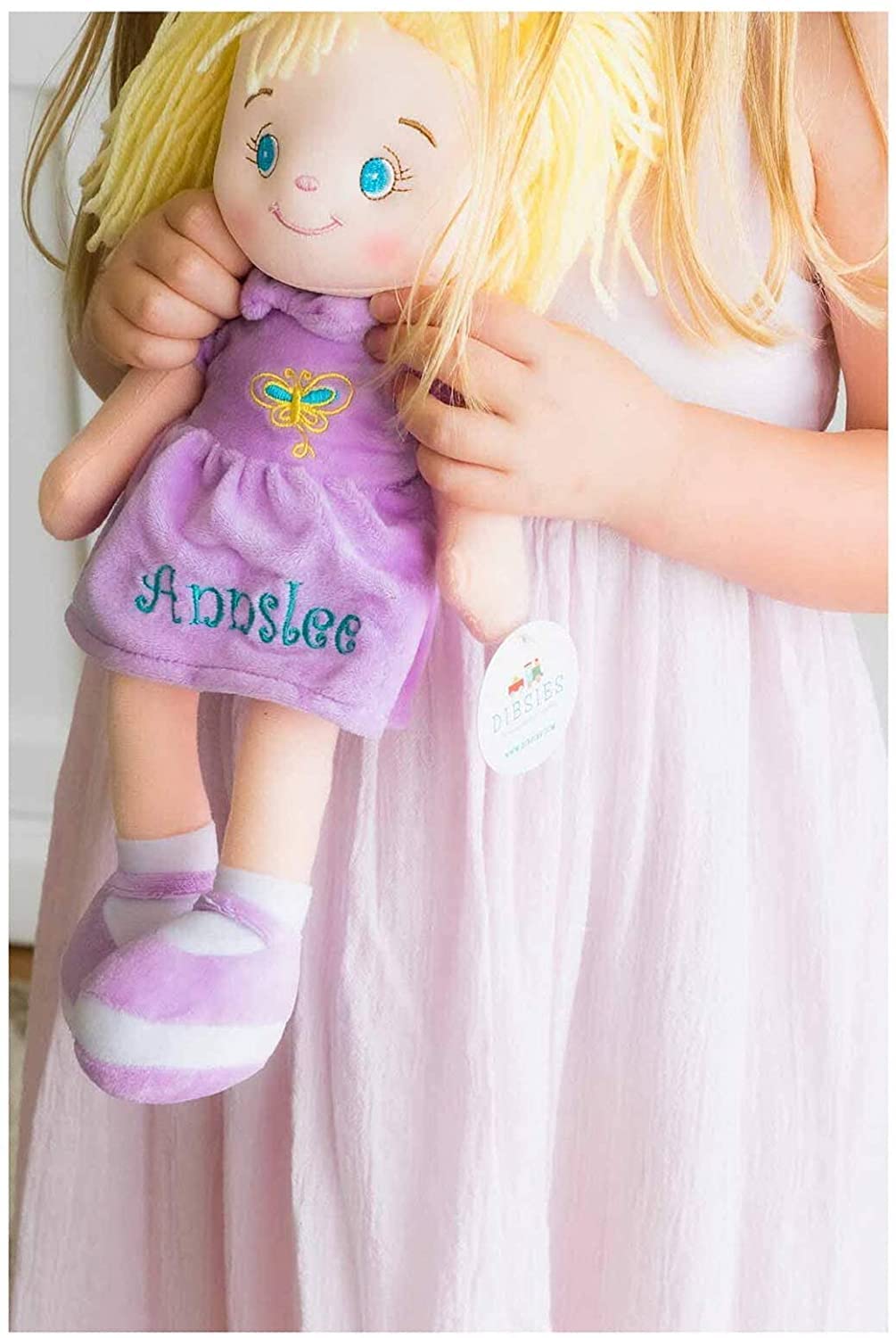 Dibsies Personalized Butterfly Snuggle Doll - 15 Inch (Dark Brunette)