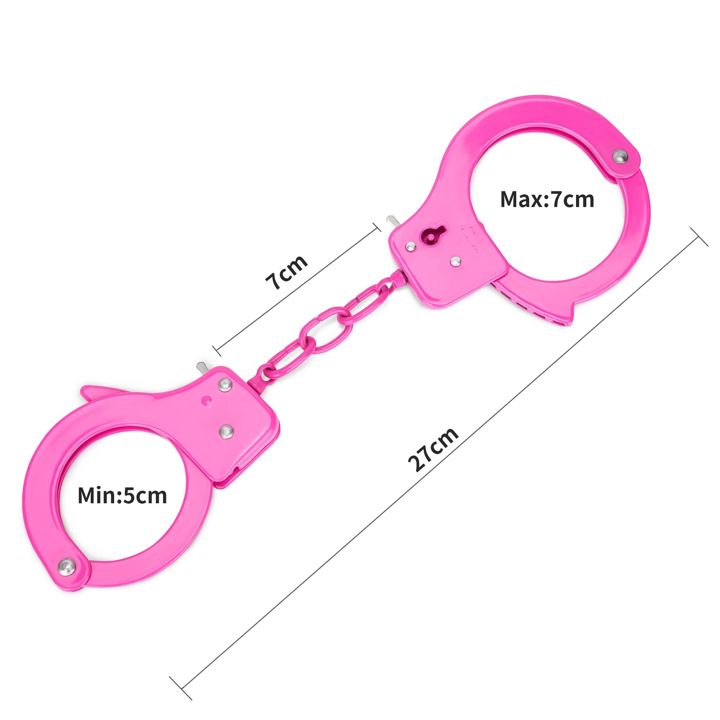 HUALIXUAN Pink Metal Play Handcuffs for Kids - Toy Police Hand Cuffs, 1cm Size, Perfect for Dress-Up and Role Play