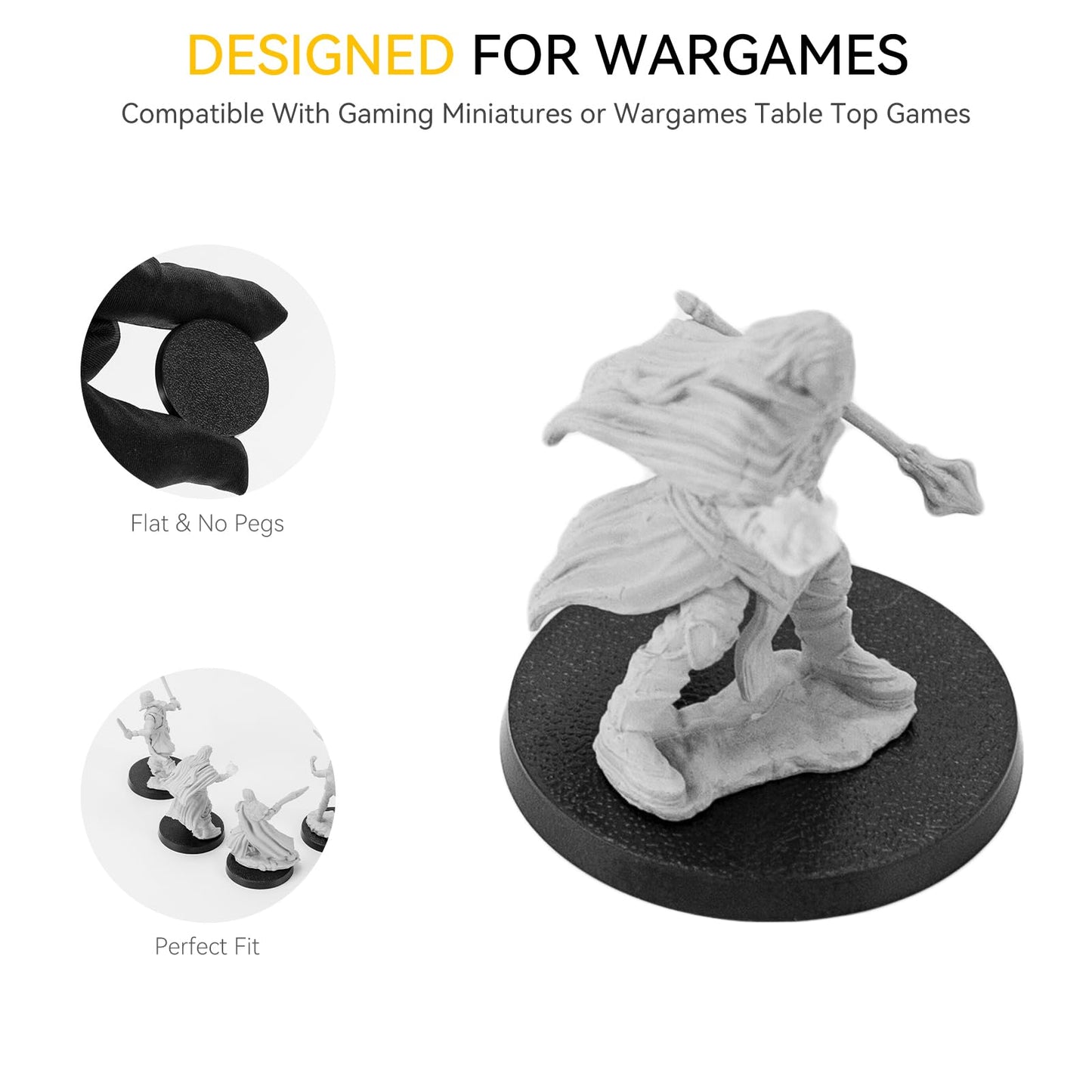 100Pcs Miniature Bases With 120Pcs Adhesive, 32Mm/1.26Inch Black Round Plastic Model Bases For Gaming Miniatures Or Wargames Boa