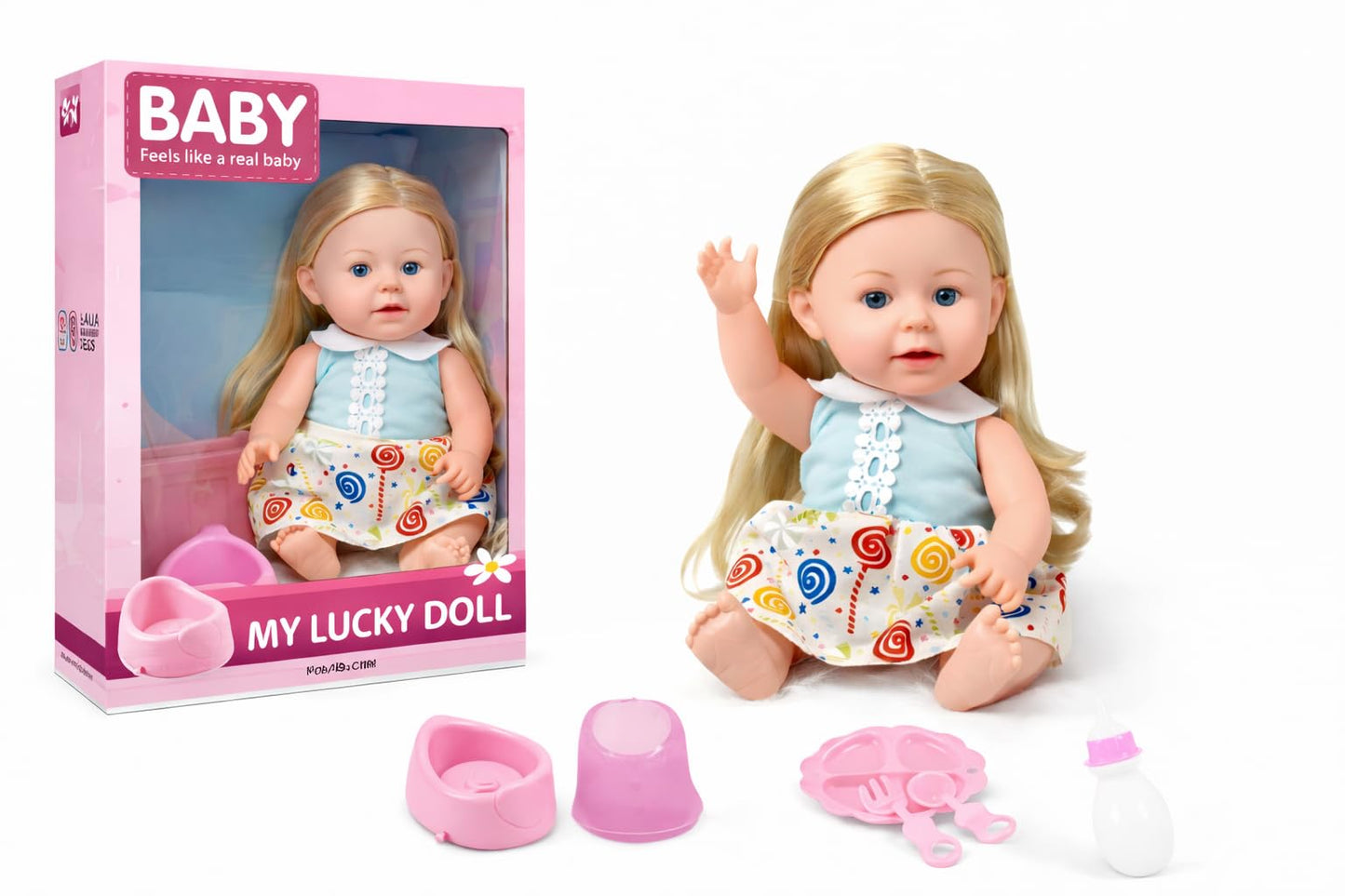 Wiztoy Lyla Alia Series My Lucky Baby Doll - Soft Realistic Baby Girl Doll With Feeding & Potty Accessories | Feels Like Real Ba