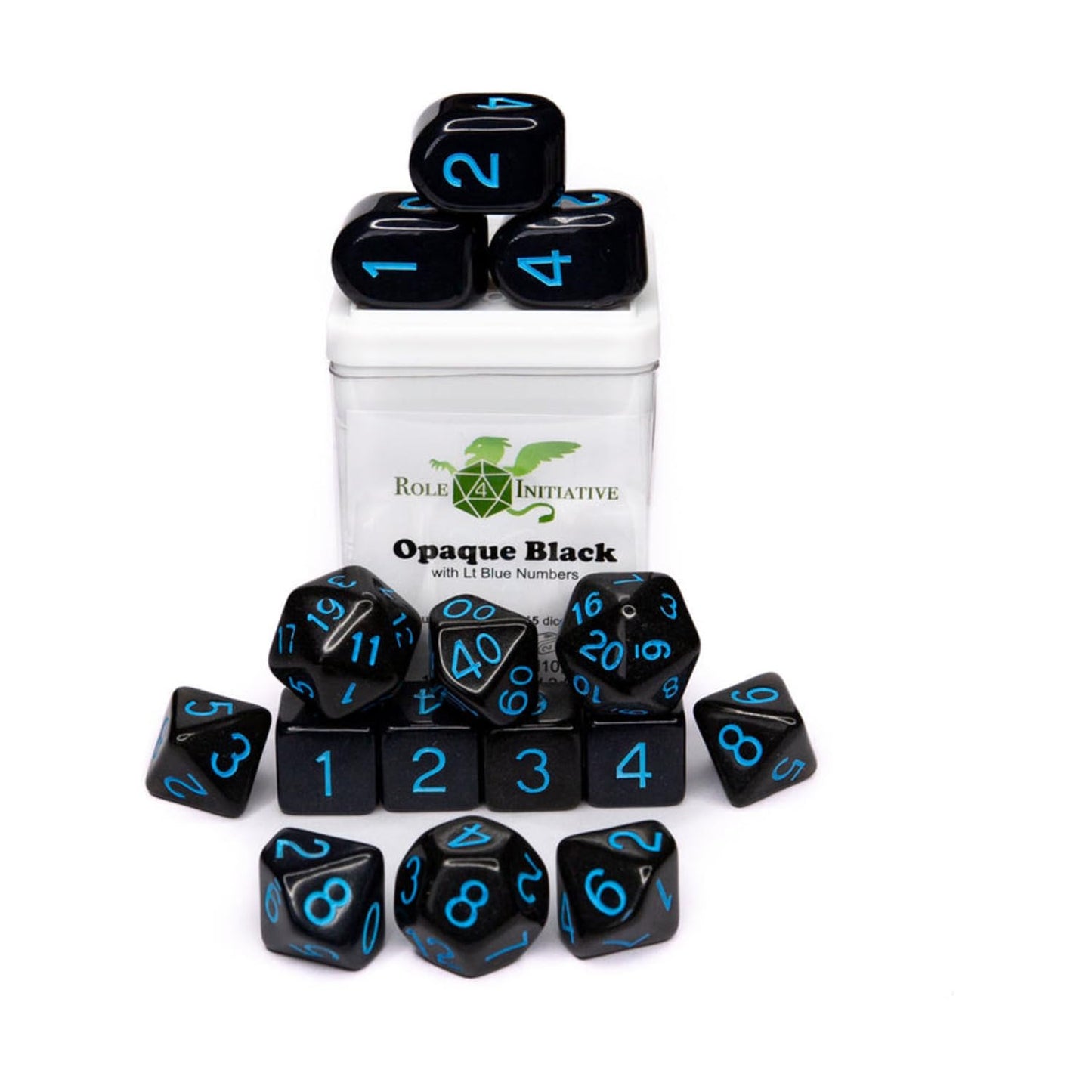 Role 4 Initiative Poly Set - Opaque Black W/Light Blue And Arch'D4 (15)