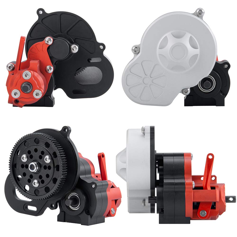 QUE-T Metal Aluminum Dig Gearbox Complete Transmission Case with Gear for 1/10 Axial SCX10 RC Car Upgrade Parts