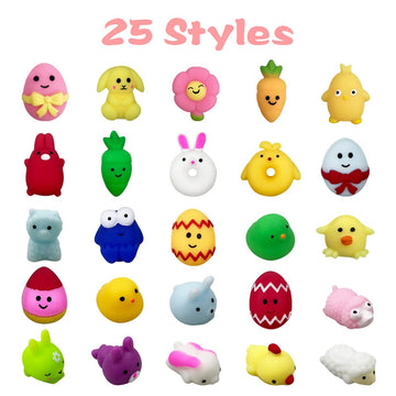 Anditoy 100 PCS Easter Mochi Squishy Toys Stress Relief Squishies for Kids Boys Girls Toddlers Easter Basket Stuffers Egg Filler