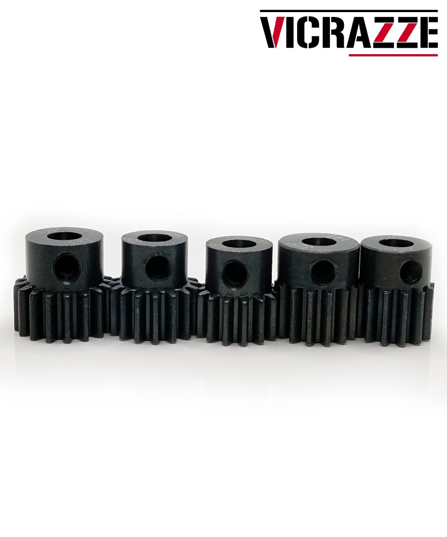 VICRAZZE 32p 5mm Pinion Gear Set 13T 14T 15T 16T 17T with 1/8 inch(3.175mm) Coupler and hex Key for 0.8 Metric Pitch RC Buggy Ca