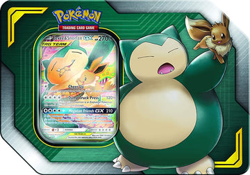 Pokemon Tag Team Tin Snorlax-GX & Eevee- TCG: Sun & Moon Box- 4 Booster Packs | 1 Special Eevee & Snorlax-GX Foil Card | Genuine