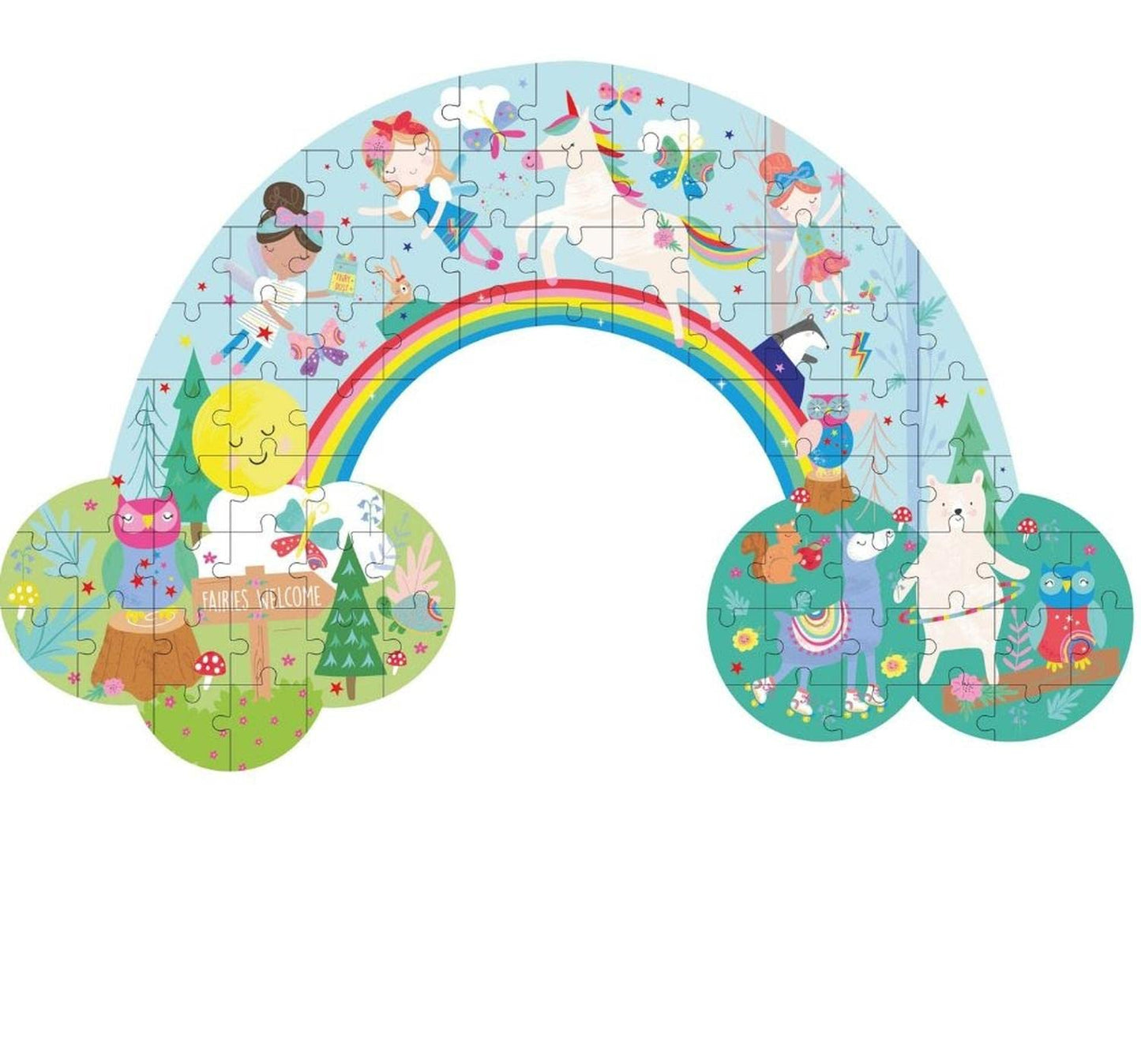 Floss & Rock 40P3602 80-Pieces Rainbow Fairy Shaped Jigsaw Puzzle Toy With Shaped Box