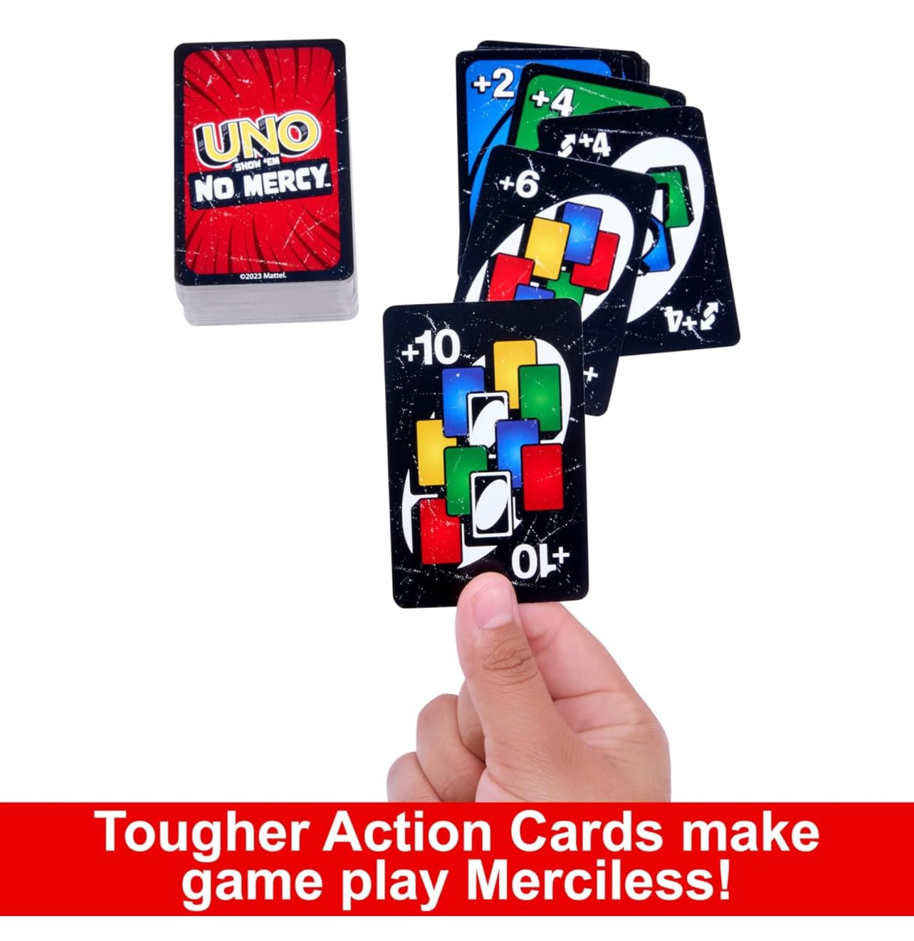 Xtacy Uno Mattel Games Uno Show Em No Mercy Card Game For Kids, Adults & Family Night With Extra Cards, Special Rules & Tougher