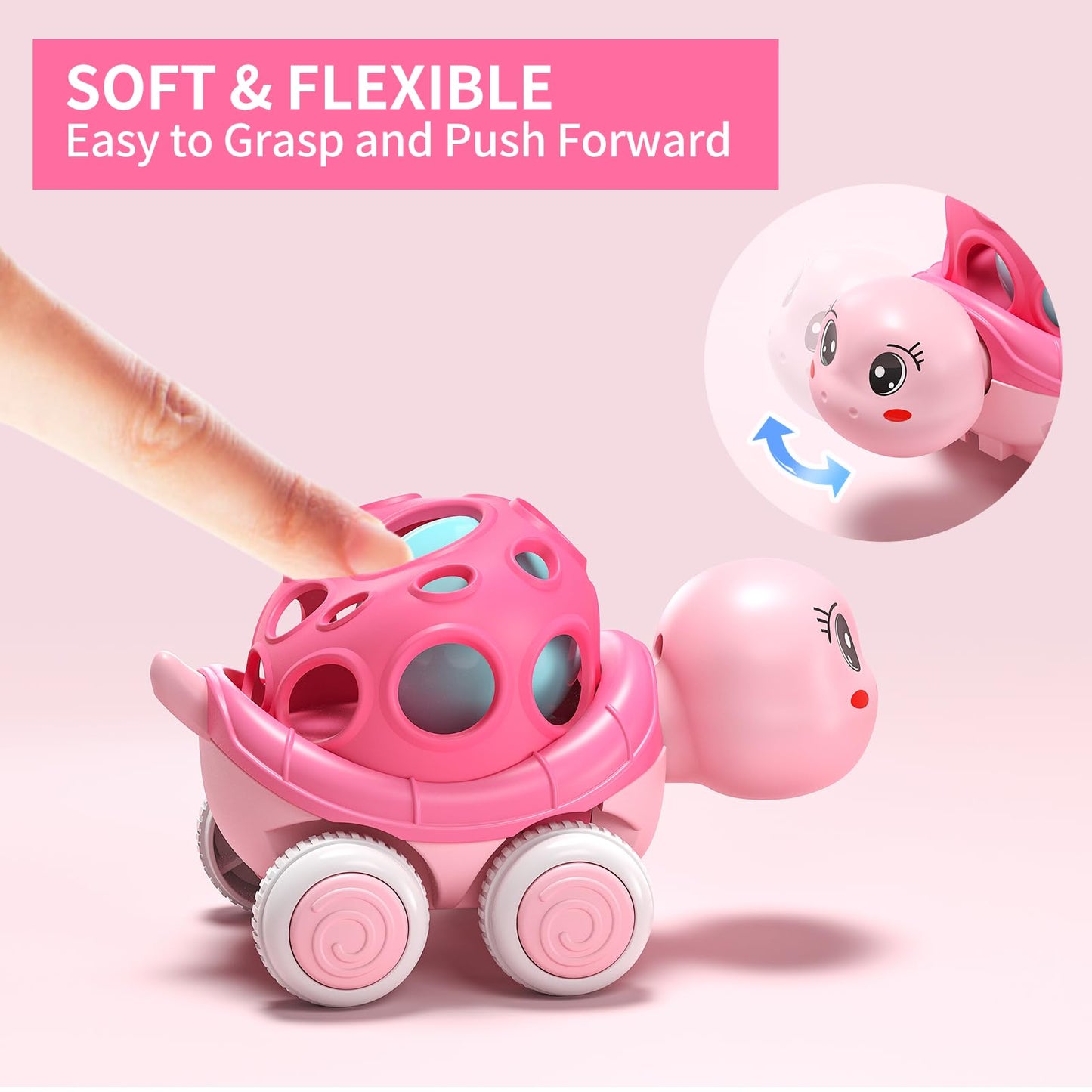 Xfffun Pink Cars For Toddler Girls Valentines Day Gifts, Push N Go Friction Car Toys Rattle Toy Pink Truck For Toddlers, Valenti