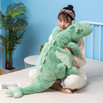 Leahaoe Giant Weighted Dragon Stuffed Animal 51.2'' 7Lbs, Soft Weighted Dragon Plush Toy, Green Dragon Plushy Pillowfort For Kid