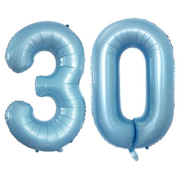Goer Number 30 Balloons For 30Th Birthday Party Decorations,42 Inch Jumbo Foil Helium Balloons For 30Th Anniversary (Light Blue)