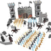 Enajucy 254Pcs/Set Medieval Castle Knights Toy Soldier - Army Figures Miniature Playset With Castle, Four-Color Soldier, Cavalry