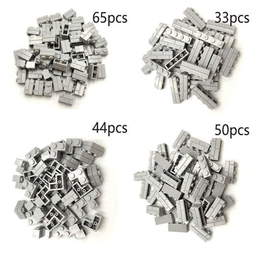 192Pcs Masonry Walls Gray Building Bricks Loot Pieces Accessories Brick Bazaar Compatible Classic Creative Toy (Light Gray)