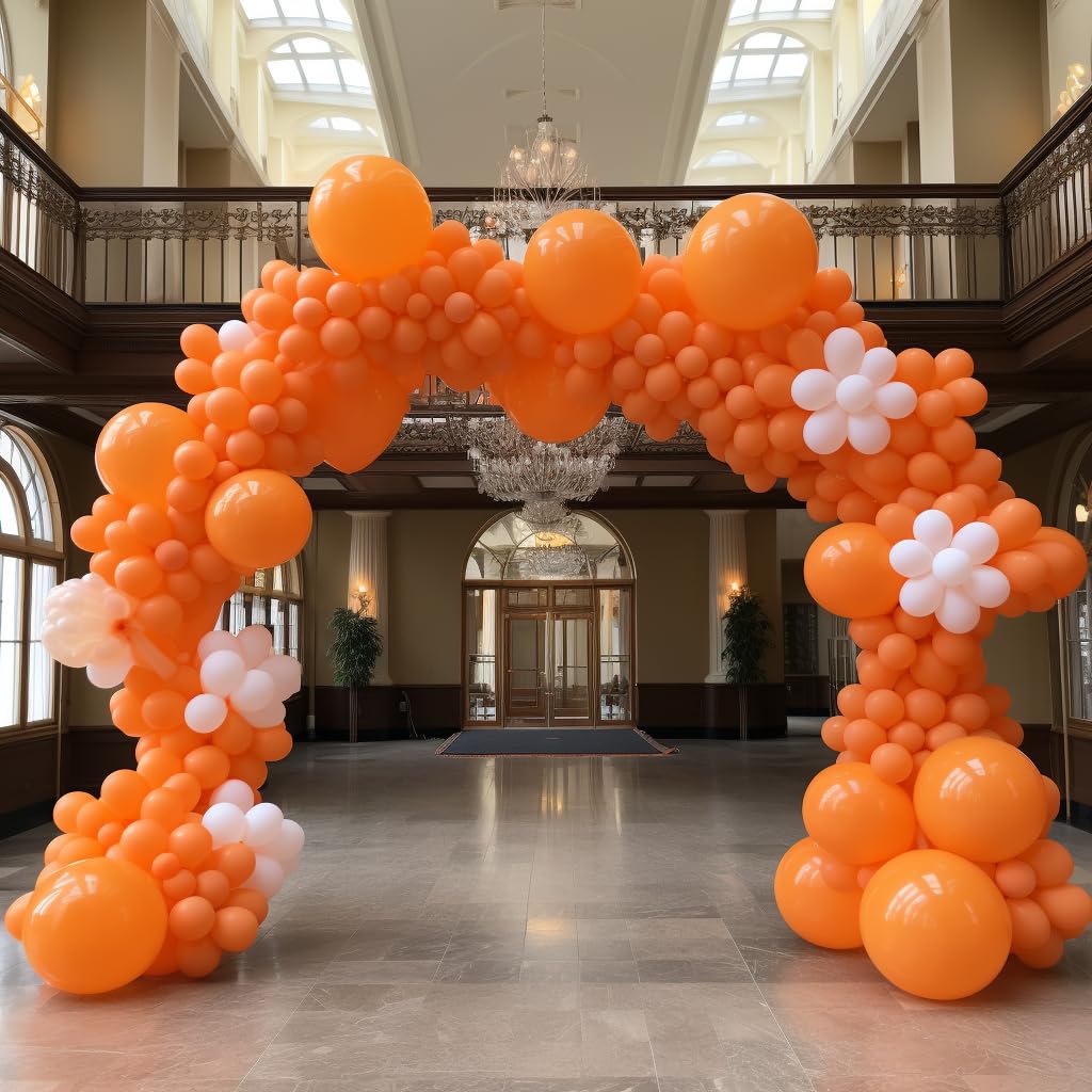 130Pcs Orange Balloons Different Sizes 18'' 12'' 10'' 5'' Balloon Garland Arch Kit Perfect For Birthday Party, Graduation, Baby