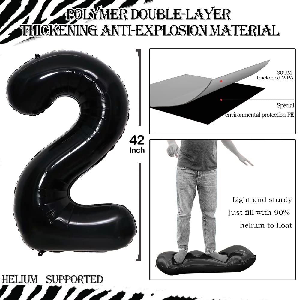 Goer Number 25 Balloons For 25Th Birthday Party Decorations,42 Inch Jumbo Foil Helium 52 Balloons For 52Nd Birthday Party Decoration (Black)