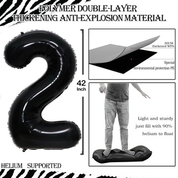 Goer Number 25 Balloons For 25Th Birthday Party Decorations,42 Inch Jumbo Foil Helium 52 Balloons For 52Nd Birthday Party Decoration (Black)