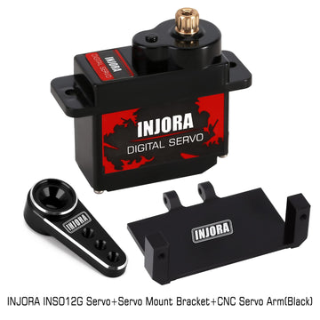 INJORA RC Servo 12g Digital Servo with Metal Mount and 15T Arm for AX24 Axial SCX24 Car Model Upgrade Parts(Black)