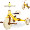 RIDYEE 4-in-1 Toddler Tricycle, Tool-Free Mode Switch, One-Click Height Adjustment, Yellow, for Ages 18 Months to 3 Years