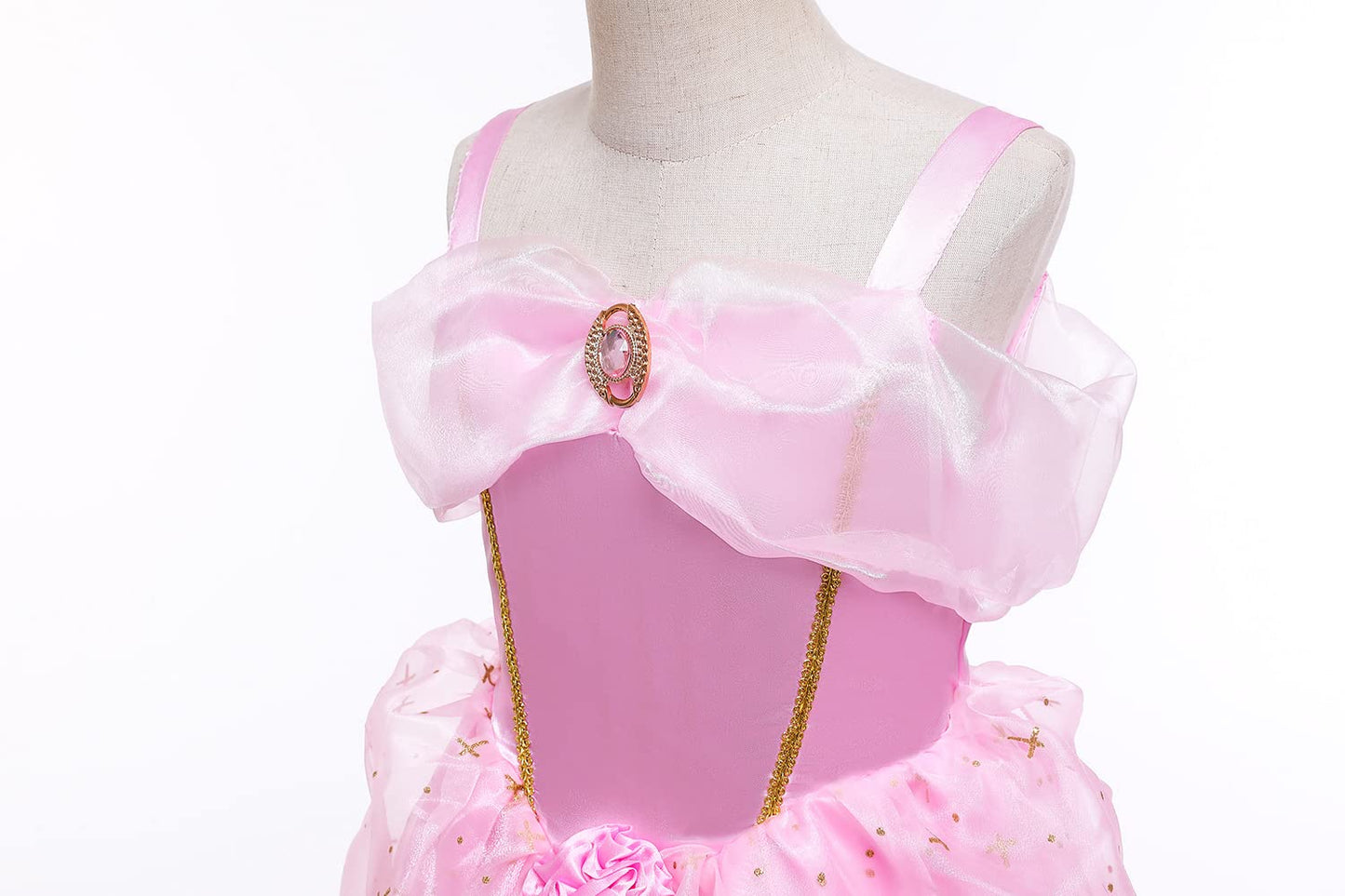 Princess Aurora Costume for Girls Birthday Party Outfit Halloween Cosplay Dress up with Accessories for 7-8