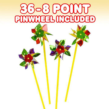Artcreativity 36 Pack Of Pinwheels - Assorted Colors - Pinwheel For Yard And Garden, Fun Carnival Toy And Party Pinwheel Favor -