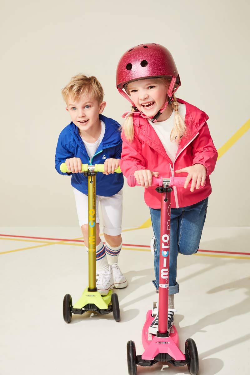 Micro Maxi Deluxe Scooter - 3-Wheeled, Lean-to-Steer, Kids Ages 5-12, Pink, MMD021, Polyurethane