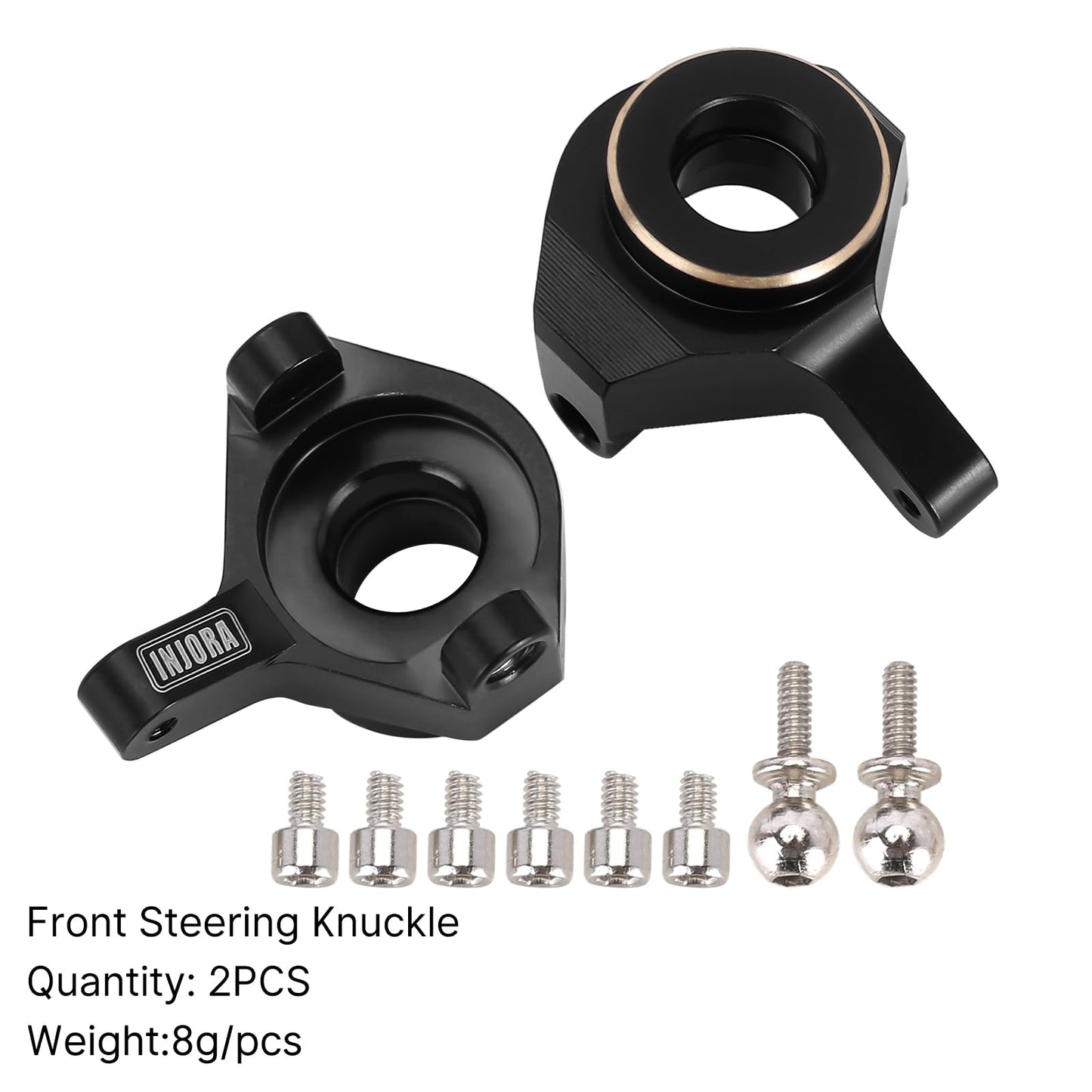 INJORA Brass Front Steering Knuckles Black RC Counterweights for 1/24 RC Crawler Axial SCX24 AXI90081 Upgrades Parts