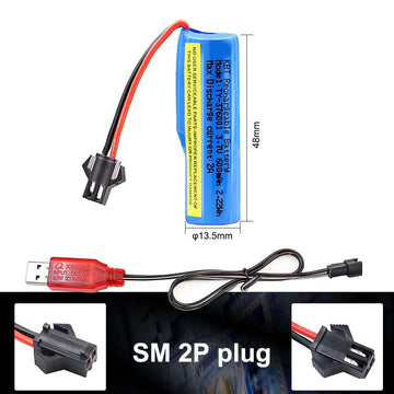 KBT 2 Pack 3.7V 600mAh Li-ion Rechargeable Battery for RC Cars, Trucks & Boats with Charger Cable
