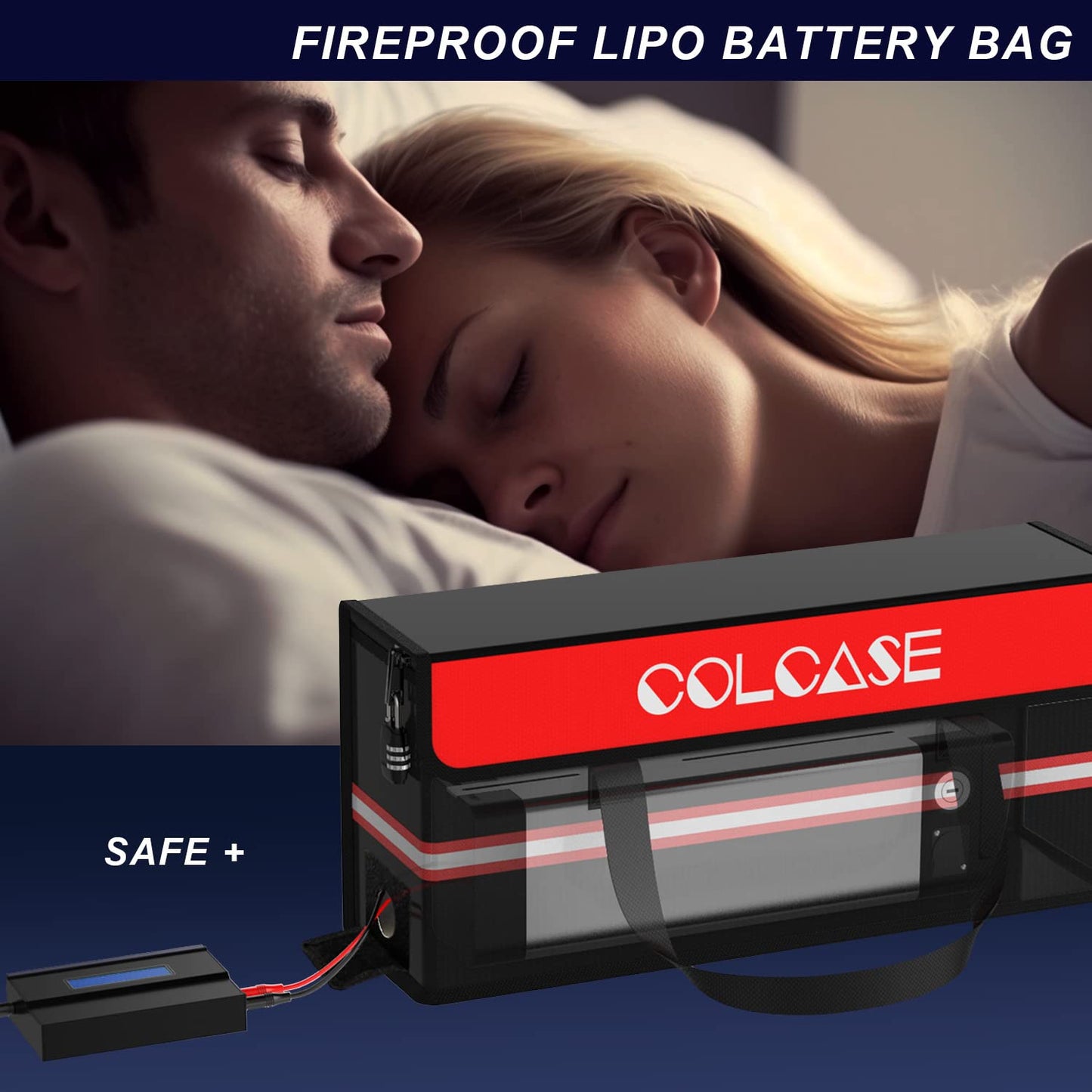 COLCASE Lipo Safe Bag Fireproof Explosionproof Ebike Battery Storage Bag and Lipo Battery Charging Bag with Combination Lock Sil