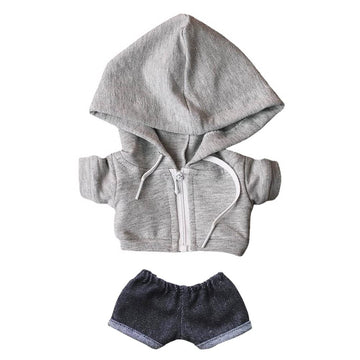 Niannyyhouse 8In(20Cm) Plush Doll Clothes Hoodies Without Pocket Jeans Doll Dressup (Gray)