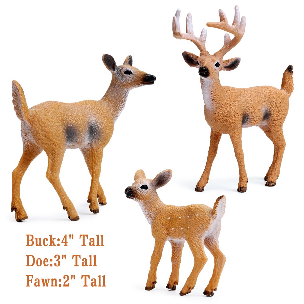 Restcloud Deer Figurines Cake Toppers, Deer Toys Figure, Small Woodland Animals Set Of 9