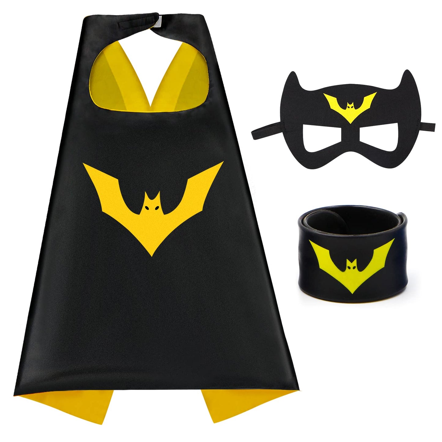 Mizzuco Dress Up Capes For Kids Superhero Cloak With Mask And Waistband Halloween Costumes And Party Dress Up Gift(Black)